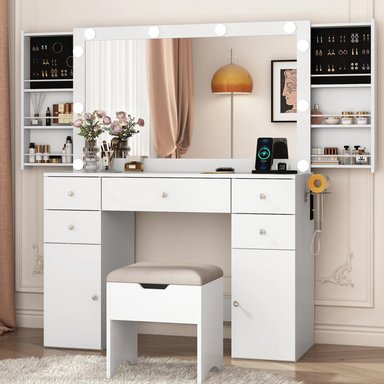 TOCADOR VENTITAS PERU VENECIA BLANCO + ESPEJO + BANCO