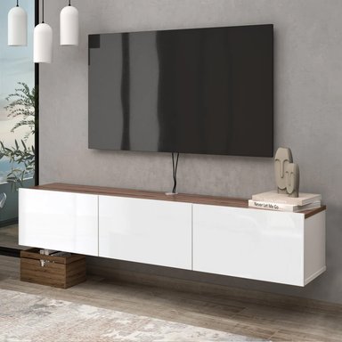 MESA DE TV VENTITAS PERU LUCILE FLOTANTE 65” BRILLANTE Y GALES BLANCO