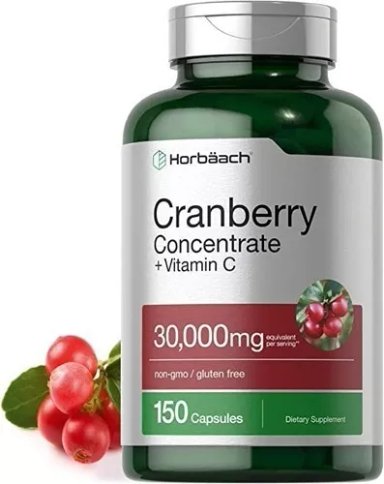CRANBERRY 30,000MG ARANDANO 150 CAPSULAS CON VITAMINA C SABOR SIN SABOR