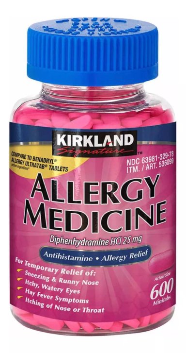 SUPLEMENTO KIRKLAND ALLERGY MEDICINE ALERGIA 600 UNIDADES ORIGINAL EEUU