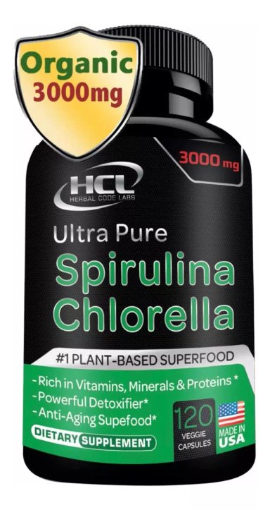 CHLORELLA SPIRULINA 3000 MG 120 CAPS NO IRRADIADAS ORIGINAL