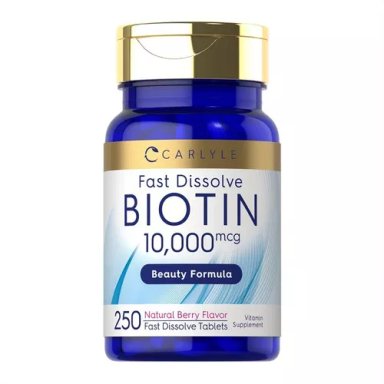 SUPLEMENTO CARLYLE BIOTINA CABELLO PIEL UÑA 10.000MCG 250CT SABOR BERRY