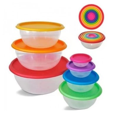 SET 5 TAPERS PLÁSTICO CIRCULARES CON TAPA CONTENEDORES