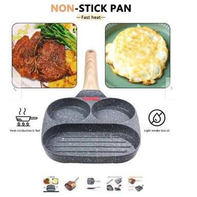 SARTEN NEGRO PARRILLA DIVIDIDA ANTIADHERENTE 3 EN 1