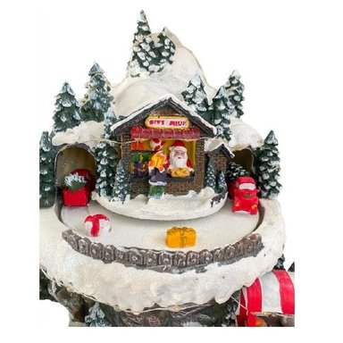 VILLA NAVIDEÑA 2 PISOS PATINADORES PAPA NOEL ANIMADO LUZ LED - 3