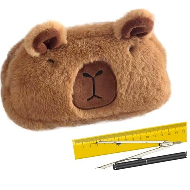 CARTUCHERA CAPIBARA ESPONJOSO FELPA PELUCHE BOLSA ESTUDIANTIL