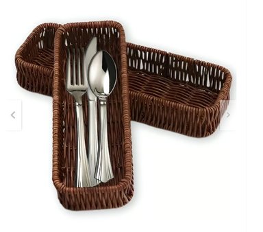 SET X2 PORTA CUBIERTOS CESTA TEJIDA RECTANGULAR ELEGANTE