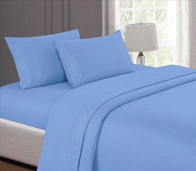 SET SÁBANAS CASATEX QUEEN ALGODÓN AZUL CLARO