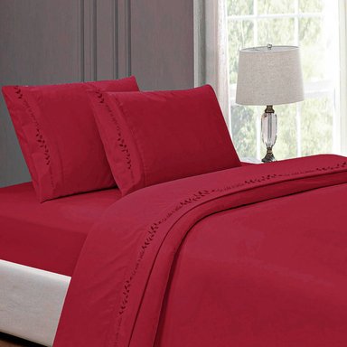 SET SÁBANAS CASATEX QUEEN ALGODÓN ROJO