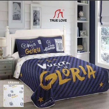 CUBRECAMA TRUELOVE 2 PLAZAS ALGODÓN MULTICOLOR DEPORTIVO ALIANZA LIMA