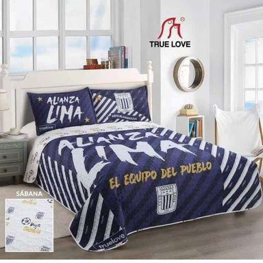 CUBRECAMA TRUELOVE 2 PLAZAS ALGODÓN MULTICOLOR DEPORTIVO ALIANZA LIMA