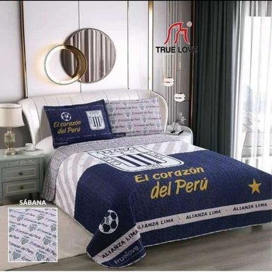 CUBRECAMA TRUELOVE 2 PLAZAS ALGODÓN MULTICOLOR DEPORTIVO ALIANZA LIMA