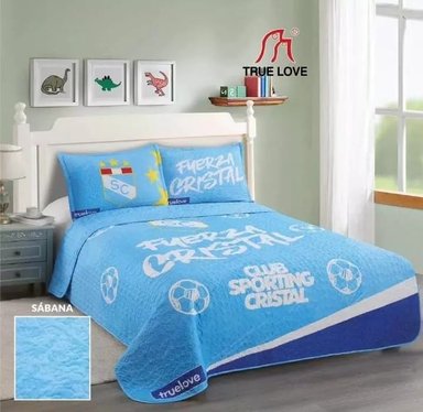 CUBRECAMA TRUELOVE 2 PLAZAS ALGODÓN MULTICOLOR DEPORTIVO SPORTING CRISTAL