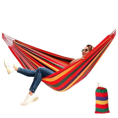 HAMACA COLGANTE CON FUNDA PORTÁTIL MULTICOLOR