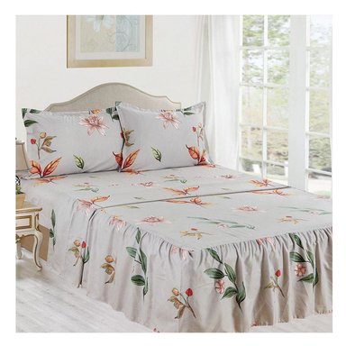 SET SÁBANAS CASATEX 2 PLAZAS ALGODÓN SUBLIMADO CON BLONDA