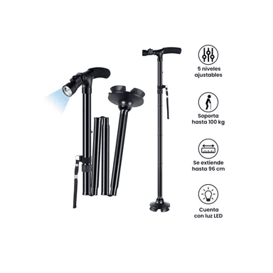 BASTÓN PLEGABLE CON LUZ LED ORTOPÉDICO