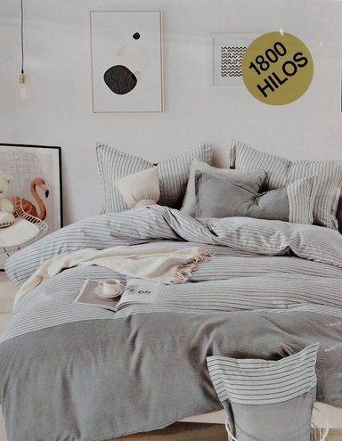 SET SÁBANAS 2 PLAZAS GRIS CLARO