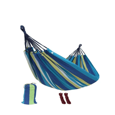 HAMACA COLGANTE CON FUNDA PORTÁTIL MULTICOLOR AZUL