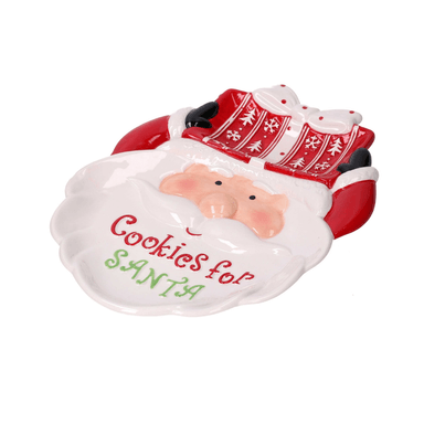 PLATO NAVIDEÑO PARA GALLETA CON DISEÑO DE SANTA