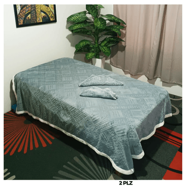 COBERTOR PIEL DE ÁNGEL CON SHERPA EN 3 PIEZAS 2 PLZ