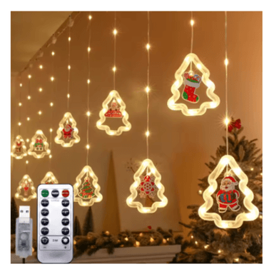 CORTINA DE LUCES NAVIDEÑAS CON FORMA DE ÁRBOL