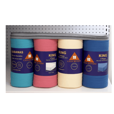 PACK DE 4 SÁBANAS CON ELÁSTICO COLOR ENTERO EN KING