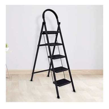 ESCALERA DE ACERO DE 5 NIELES EN COLOR NEGRO