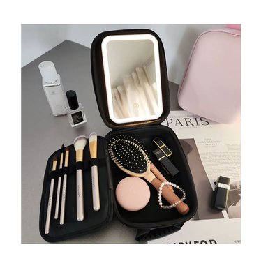 MALETA PARA COSMÉTICOS IMPERMEABLE CON ESPEJO Y  LUZ LED