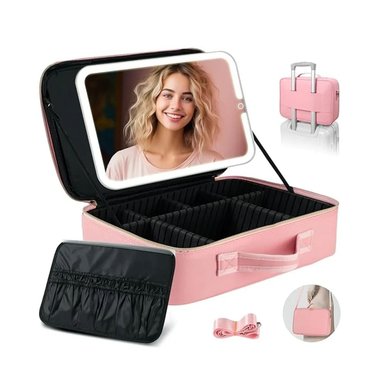 MALETA PARA COSMÉTICOS IMPERMEABLE CON ESPEJO Y LUZ LED - 2