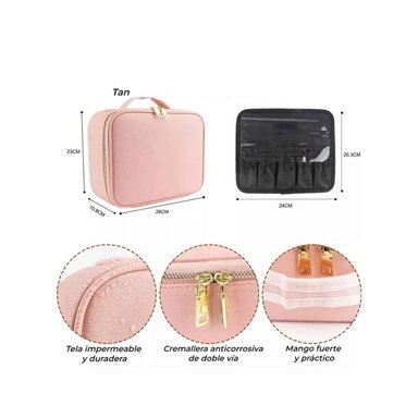 MALETA PARA COSMÉTICOS IMPERMEABLE CON ESPEJO Y LUZ LED - 3