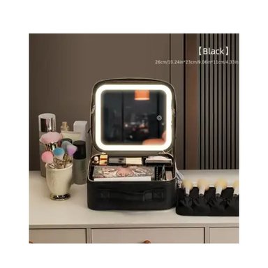 MALETA PARA COSMÉTICOS IMPERMEABLE CON ESPEJO Y LUZ LED - 7