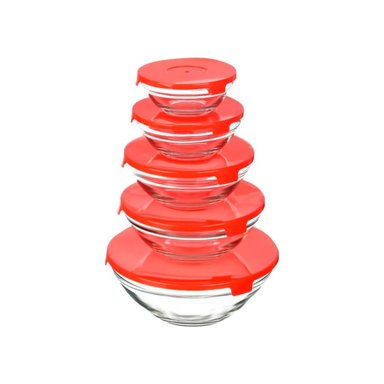 SET DE 5 PIREX DE VIDRIO CON TAPA