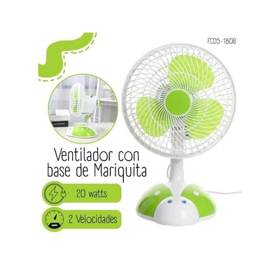 VENTILADOR  VERDE DE MESA DISEÑO DE MARIQUITA