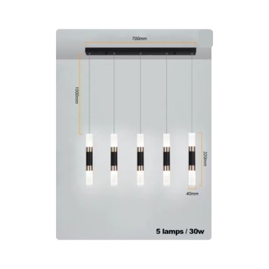 LÁMPARA COLGANTE DE 5 BARRAS LED