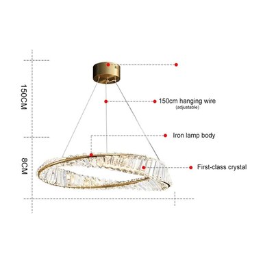 LÁMPARA COLGANTE DISEÑO DE ANILLO DE CRISTAL - 2