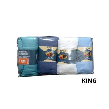 PACK DE 4 SÁBANAS KING CON ELÁSTICO + 2 FUNDAS DE ALMOHADA