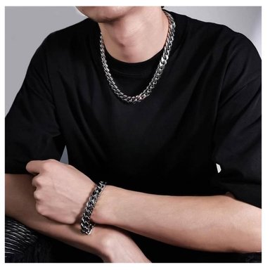 COLLAR MAS PULSERA PACK 9MM ACERO INOXIDABLE