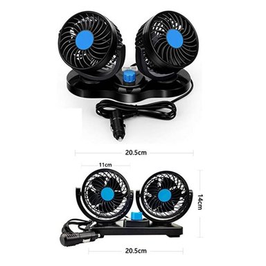 VENTILADOR 360º AUTO CAMIONETA 12V DOBLE CON BASE GIRATORIO - 1