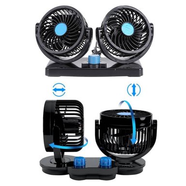 VENTILADOR 360º AUTO CAMIONETA 12V DOBLE CON BASE GIRATORIO - 2