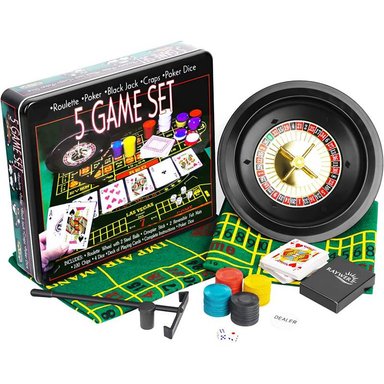 JUEGO DE POKER 5 EN 1. JUEGO DE CARTAS CON RULETA