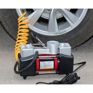 COMPRESOR DOBLE PISTON PARA AUTO KIT DE PARCHES