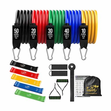SET 5 BANDAS ELÁSTICAS OEM FS01 MULTICOLOR + SET LIGAS RESISTENCIA FITNESS