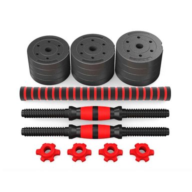 SET MANCUERNAS CON PESAS 20 KG + BARRA RECTA + GUANTES DBL03A