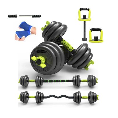 SET MANCUERNAS OEM DBL03D METAL 20KG PESAS + BARRA Z + AB ROLLER +PESAS RUSAS