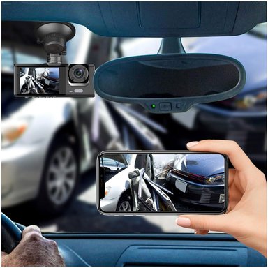 CÁMARA GRABADORA PARA TABLERO DE CARRO 3 LENTES HD VISIÓN NOCTURNA T717W - 4