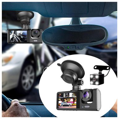 CÁMARA GRABADORA PARA TABLERO DE CARRO 3 LENTES HD VISIÓN NOCTURNA T717W - 7