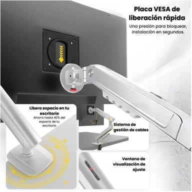 BRAZO SOPORTE RACK GIRATORIO DE MONITOR 17' 32' NORTH BAYOU A5-XS GRIS - 5