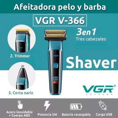 MAQUINA CORTE PELO 3 3N 1 VGR V-366 INALAMBRICO - 2