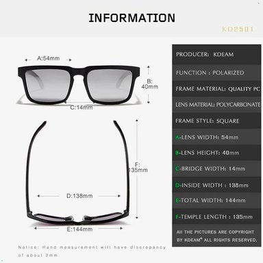 LENTES SOL PROTECCION UV400 KDEAM 2501 POLARIZADO - 4