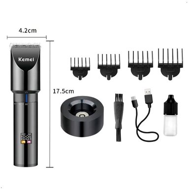 MÁQUINA CORTA PELO KEMEI KM 3293 PROFECIONAL BASE RECARGABLE - 2